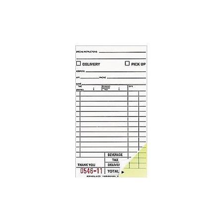 RDW 2-Part Padded Small Take-Out/Delivery Guest Checks, PK2 3146PAD